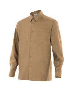 CAMISA MANGA LARGA UN BOLSILLO. BEIGE TALLA S-3XL
