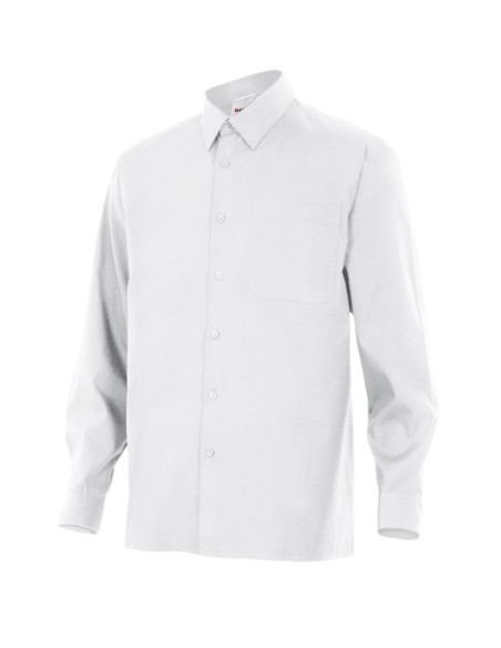 CAMISA MANGA LARGA UN BOLSILLO. BLANCO TALLA S-3XL