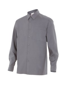CAMISA MANGA LARGA UN BOLSILLO. GRIS TALLA S-3XL 2