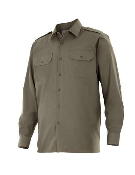 CAMISA UNIFORME MANGA LARGA. VERDE CAZA TALLA S-3XL