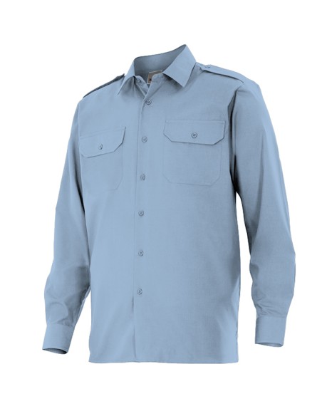 CAMISA UNIFORME MANGA LARGA. CELESTE TALLA S-3XL