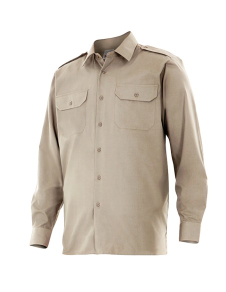 CAMISA UNIFORME MANGA LARGA. BEIGE TALLA S-3XL