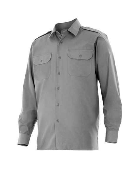 CAMISA UNIFORME MANGA LARGA. GRIS TALLA S-3XL