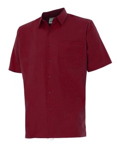 CAMISA MANGA CORTA UN BOLSILLO. GRANATE TALLA S-3XL
