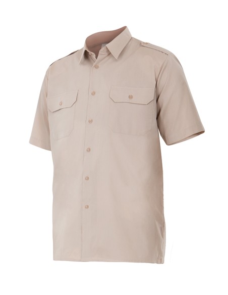 CAMISA UNIFORME MANGA CORTA. BEIGE TALLA S-3XL