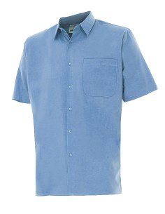 CAMISA MANGA CORTA UN BOLSILLO. CELESTE TALLA S-3XL 2