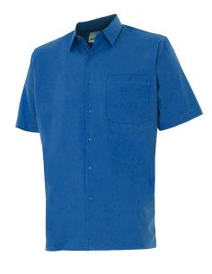 CAMISA MANGA CORTA UN BOLSILLO. AZULINA TALLA S-3XL 2