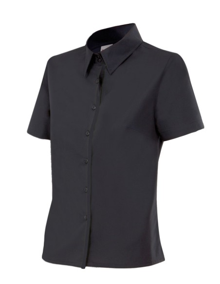 CAMISA SEÑORA MANGA CORTA. NEGRO TALLA XS-3XL