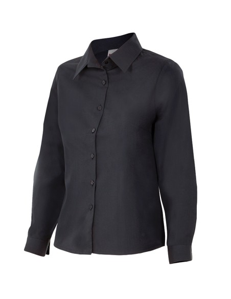CAMISA SEÑORA MANGA LARGA. NEGRO TALLA XS-3XL