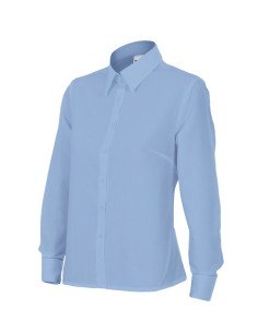 CAMISA SEÑORA MANGA LARGA. CELESTE TALLA XS-3XL