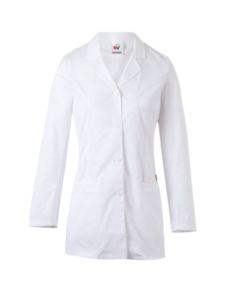 BATA CORTA STRETCH MUJER. BLANCO TALLA XS-3XL