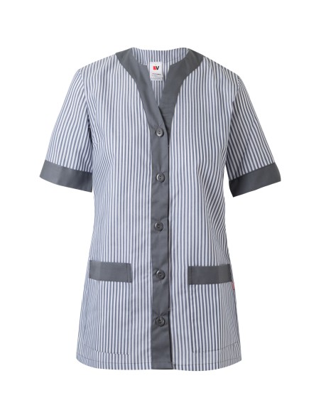 CHAQUETA RAYAS SEÑORA ESCOTE EN V. GRIS TALLA 0-12