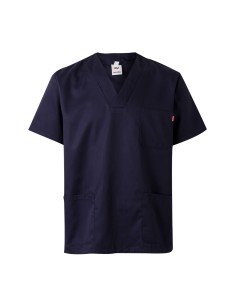 CAMISOLA PIJAMA CUELLO PICO MC. AZUL MARINO TALLA 0-12