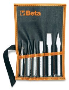 JUEGO DE 2 BOTADORES CÓNICOS, 1 GRANETE, 2 CORTAFRÍOS PLANOS Y 1 BURIL EN ESTUCHE