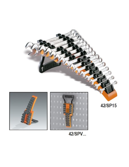 SOPORTE VACÍO PARA LLAVES COMBINADAS CON UNA BOCA FIJA Y OTRA DE ESTRELLA ACODADA  ART. 42MP ,