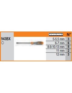 EXPOSITOR DE PARED CON 43 LLAVES DE VASO HEXAGONALES, TIPO LARGO 2