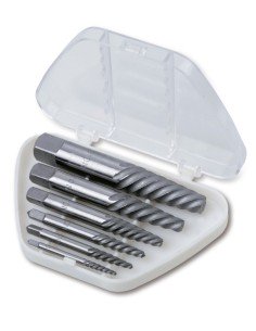 JUEGO DE 6 EXTRACTORES CÓNICOS PARA TORNILLOS Y ESPÁRRAGOS ROTOS DE ACERO ALEADO  ART. 1430 ..  EN CAJA