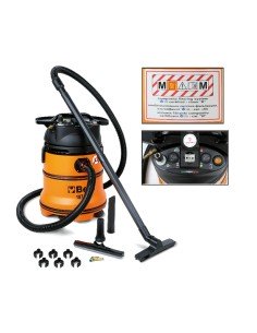 ASPIRADOR 35 LITROS PARA SÓLIDOS Y LÍQUIDOS CON ENCHUFES AUXILIARES DE CORRIENTE Y AIRE COMPRIMIDO