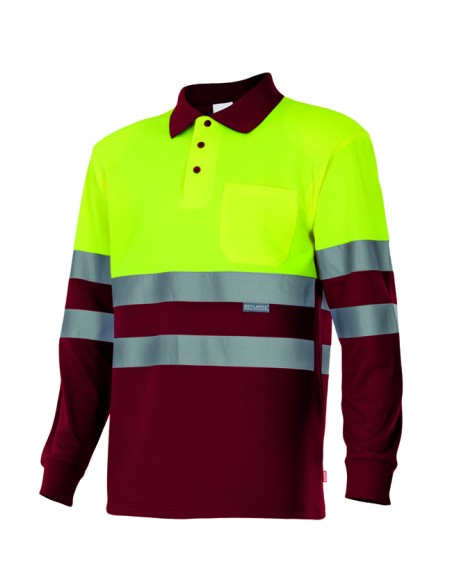 Polo bicolor manga larga de alta visibilidad